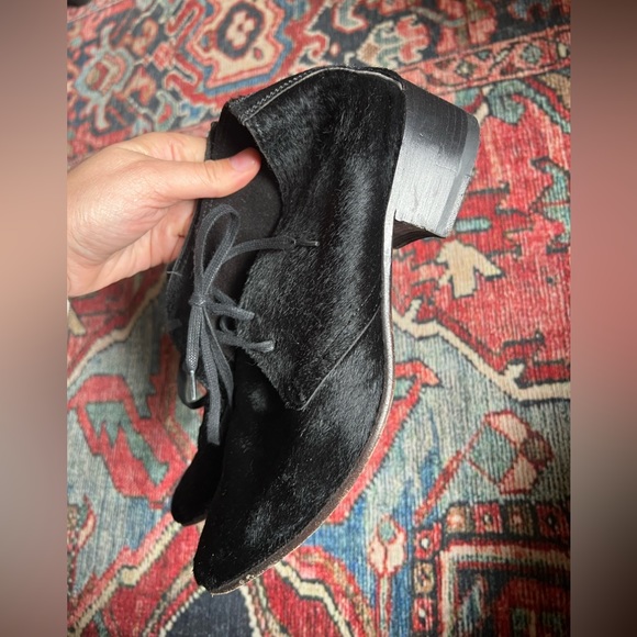 Billy Reid Black Pony Hair Indianola Lace Up Loafers/Low Boots— Size 7 - Picture 5 of 12